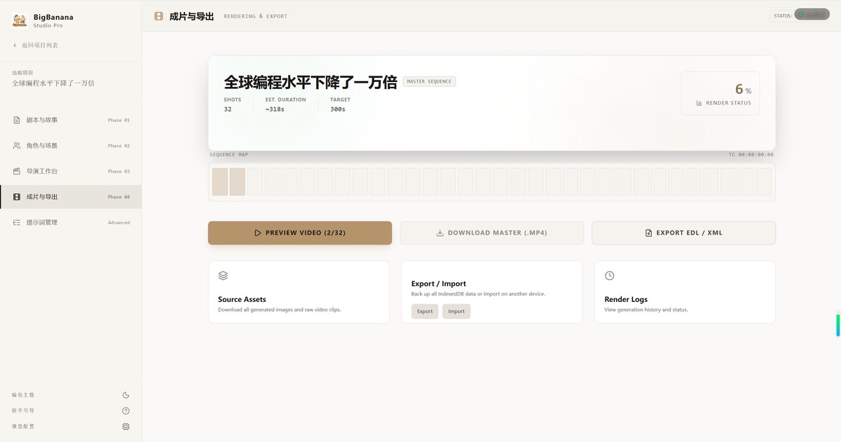 成片交付阶段：时间轴复查与导出界面